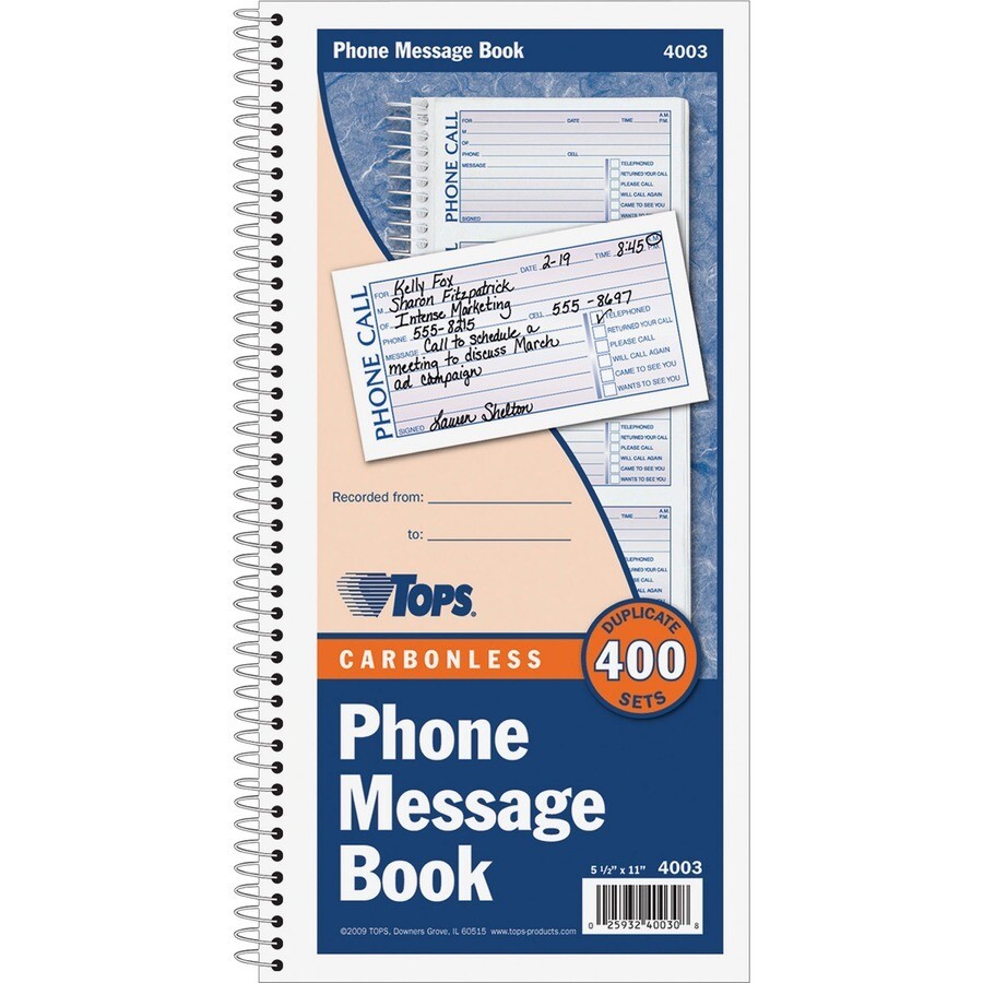 Tops Phone Message Book