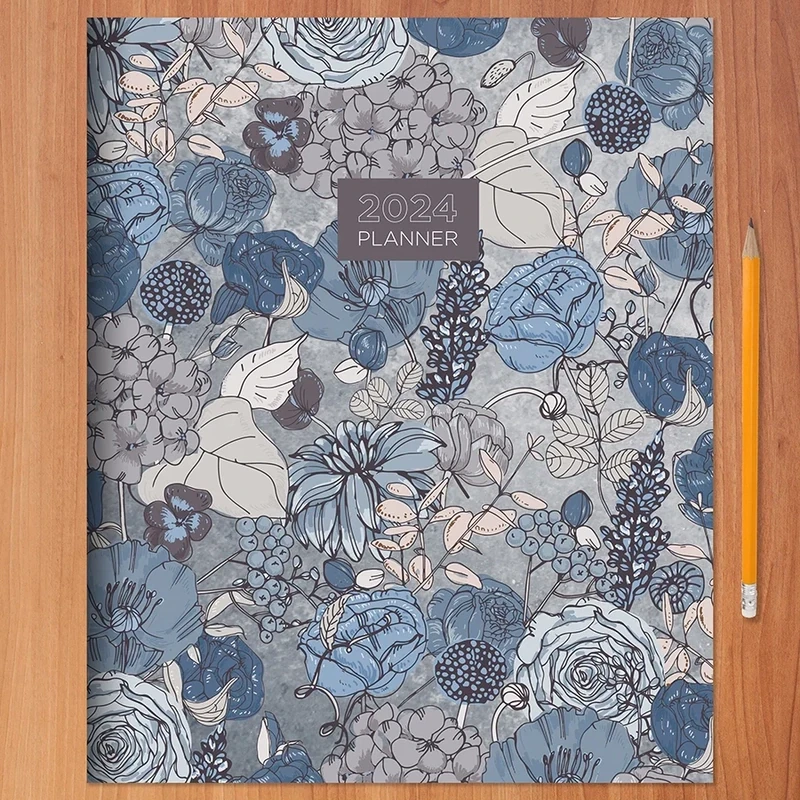 TF Publishing 2024 Blooms of Blue Large Monthly Planner