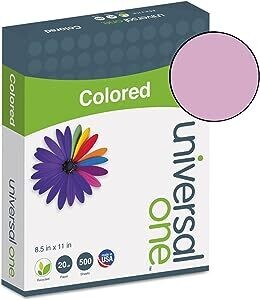 Universal Colored Paper, 20lb, 8.5x11, 500 sh/ream