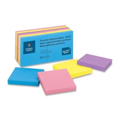 Business Source 3x3 Extreme colors adhesive notes, 100/pd