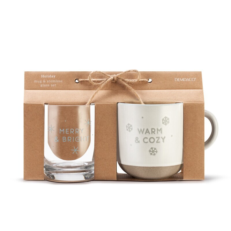 Demdaco Christmas Mug and Glass Set