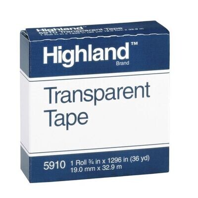 3M Highland 5910 Transparent Tape, 3/4&quot; 