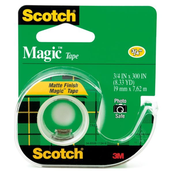 Scotch Magic Tape On Dispenser, 3/4&quot; x 300&quot;