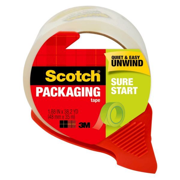 Scotch Sure Start Large Packaging Tape On Dispenser, 1.88in x 38.2yd
