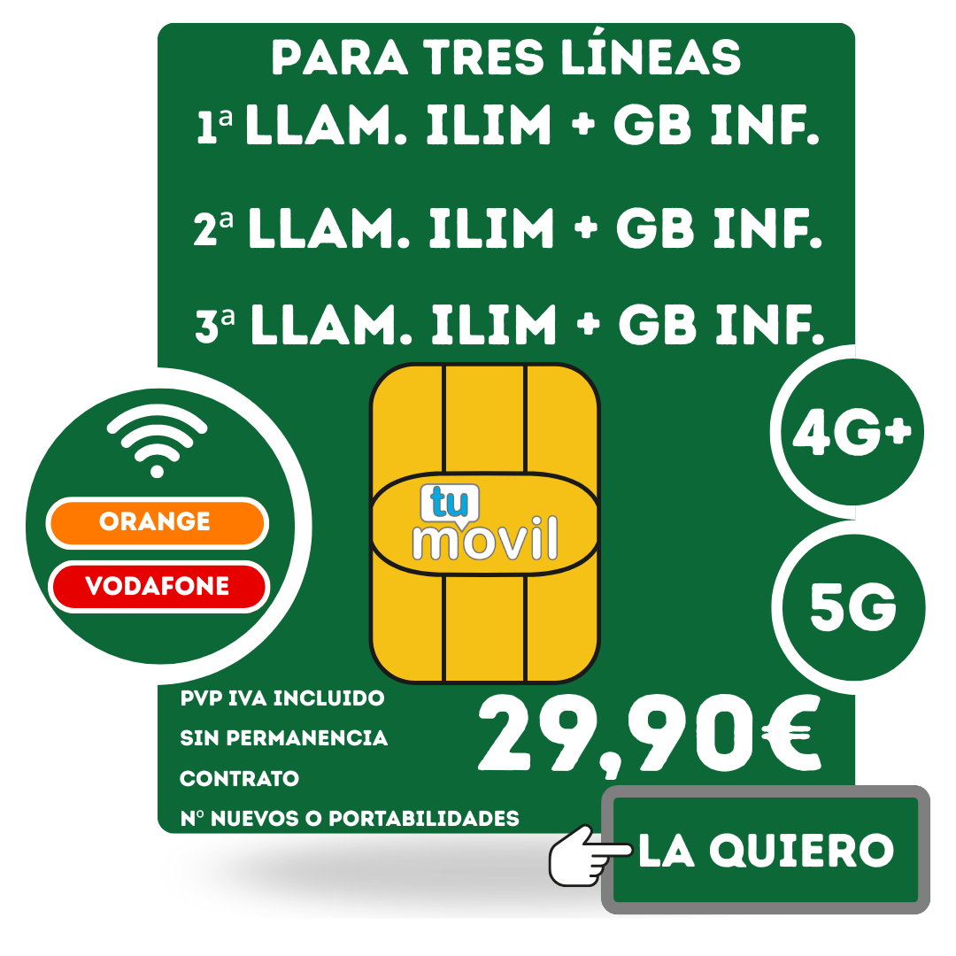 TRES LINEAS GB ILIMITADOS + LLAMADAS ILIMITADAS