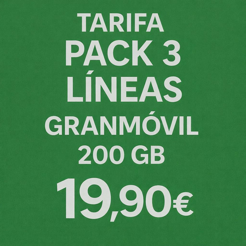 TRES LINEAS DE 200GB+ILIMITADAS CADA UNA TRES LINEAS DE 200GB+ILIMITADAS CADA UNA