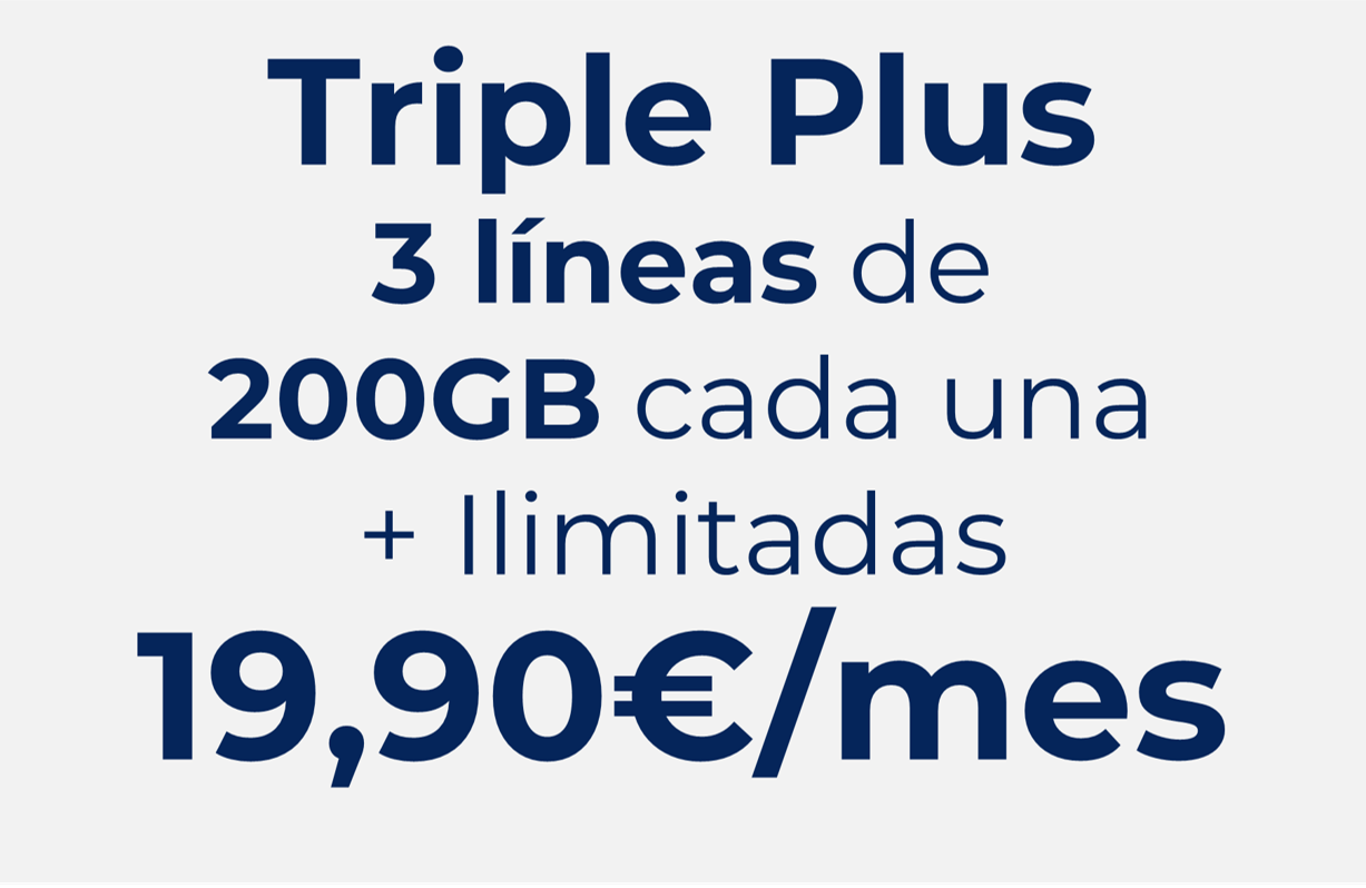 TRES LINEAS DE 200 GB+ILIMITADAS CADA UNA