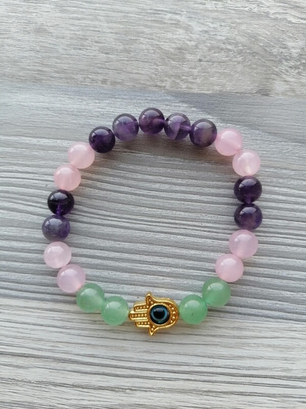 Amethyst, Green Aventurine, and Rose Quartz Bracelets