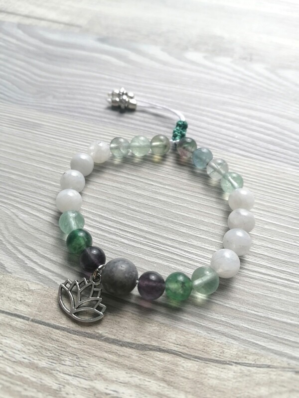 Rainbow Fluorite &amp; Moonstone Bracelet