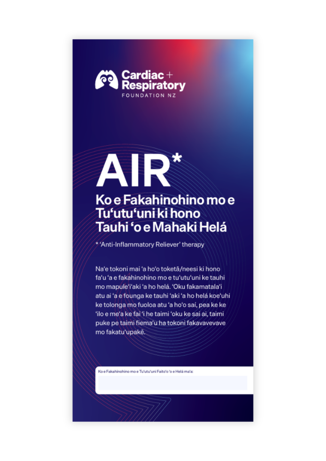 AIR Asthma Action Plan (Tongan) - 10 Pack