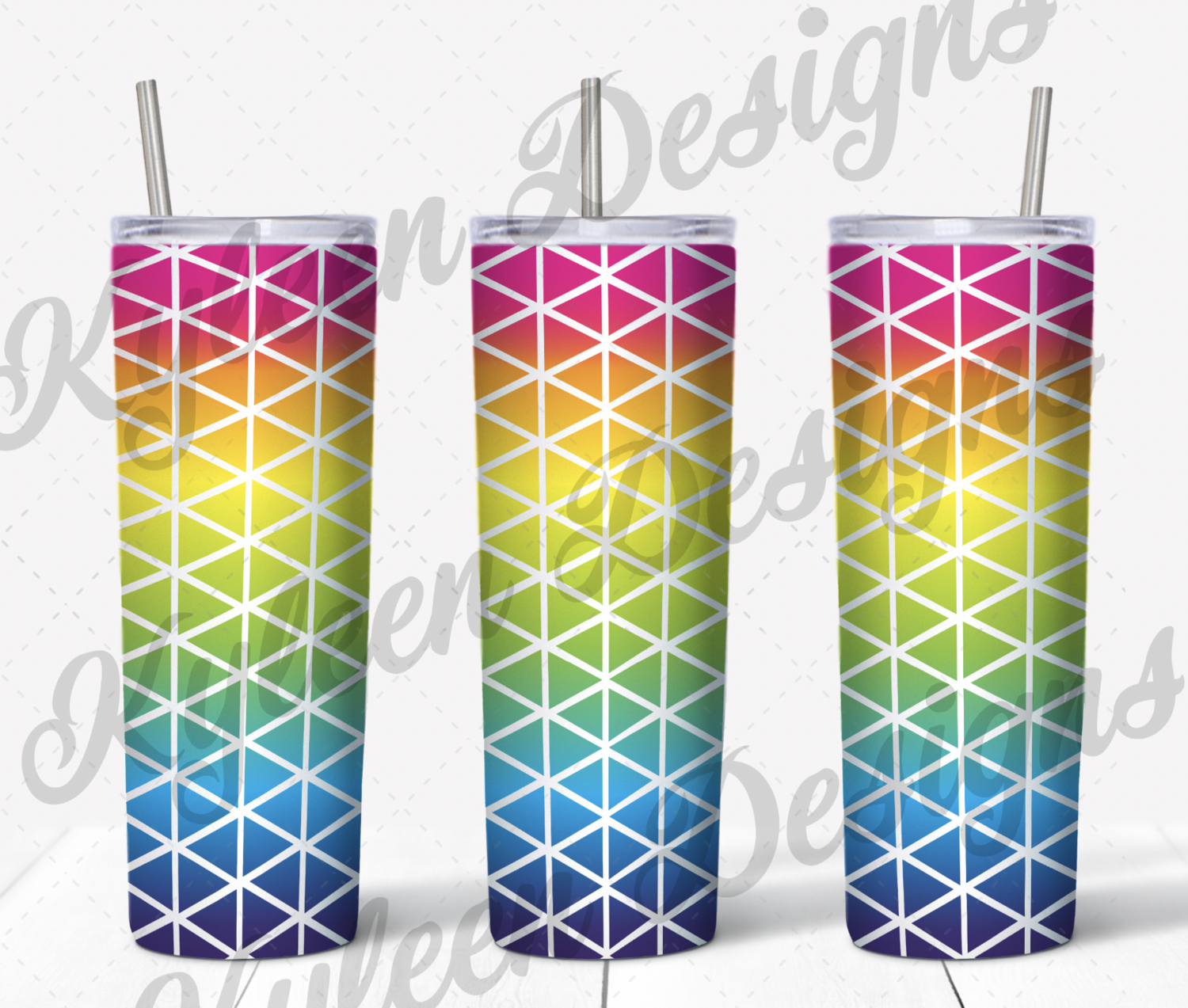 Seamless 80's/90's bright rainbow geometric wrap for sublimation, waterslide High res PNG digital file