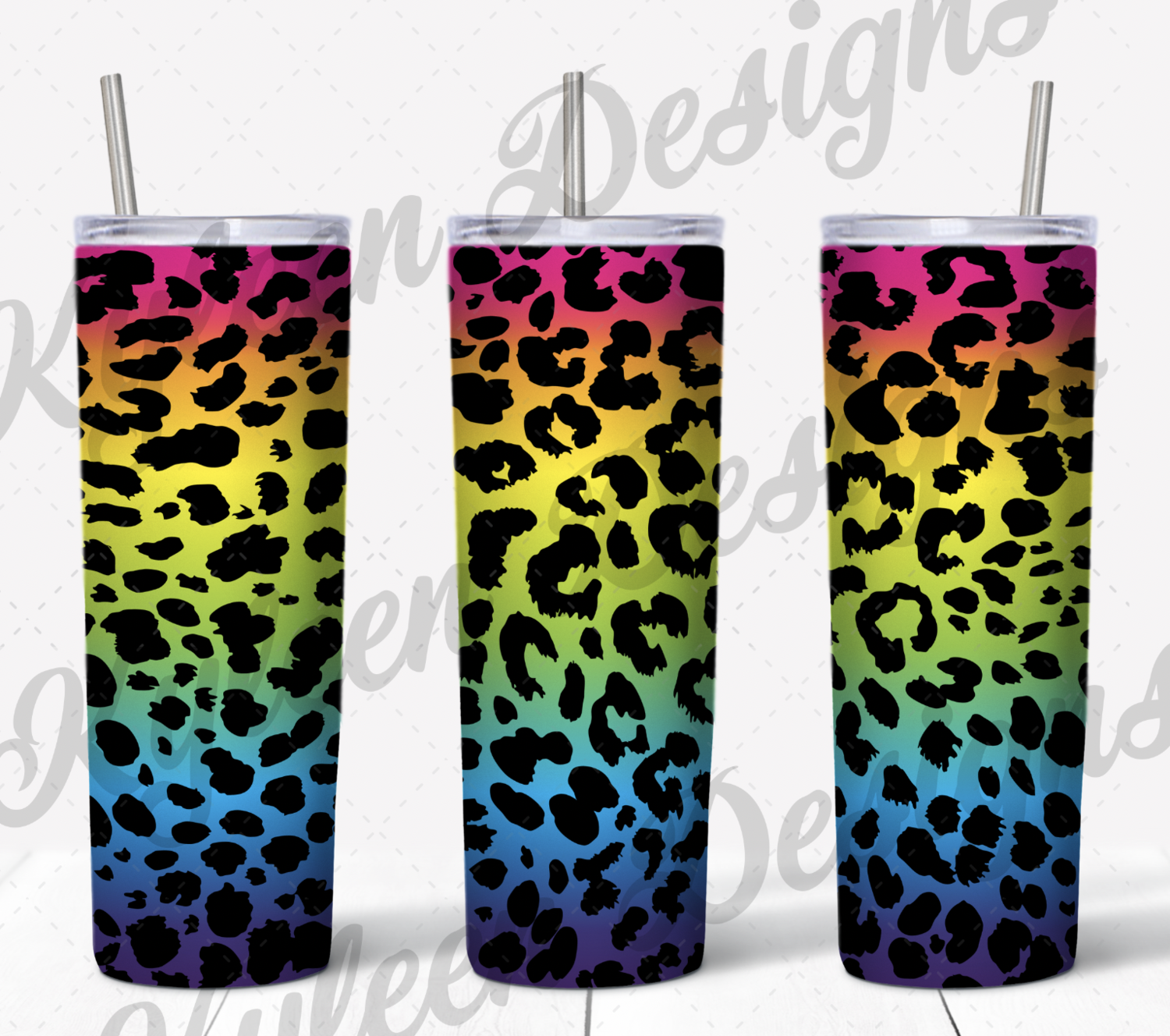 Seamless 80's/90's bright rainbow cheetah/ leopard skin wrap for sublimation, waterslide High res PNG digital file