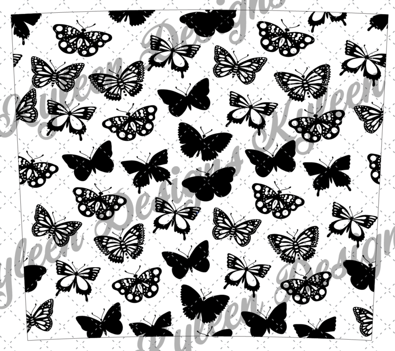 20 ounce skinny Seamless butterfly SVG PNG file for waterslide, peekaboo, woodgrain DIGITAL file
