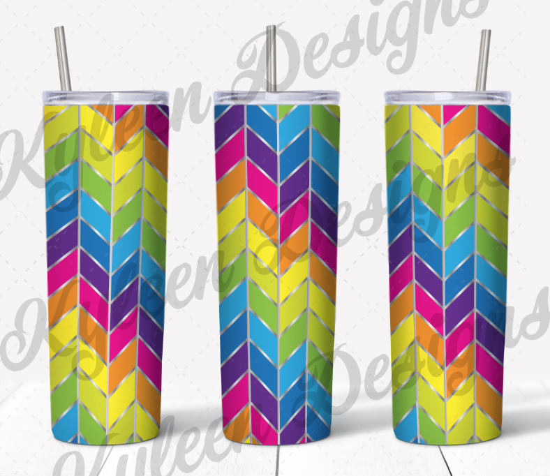 Seamless Bright Rainbow glitter chevron tangram geometric wrap for sublimation, waterslide High res PNG digital file