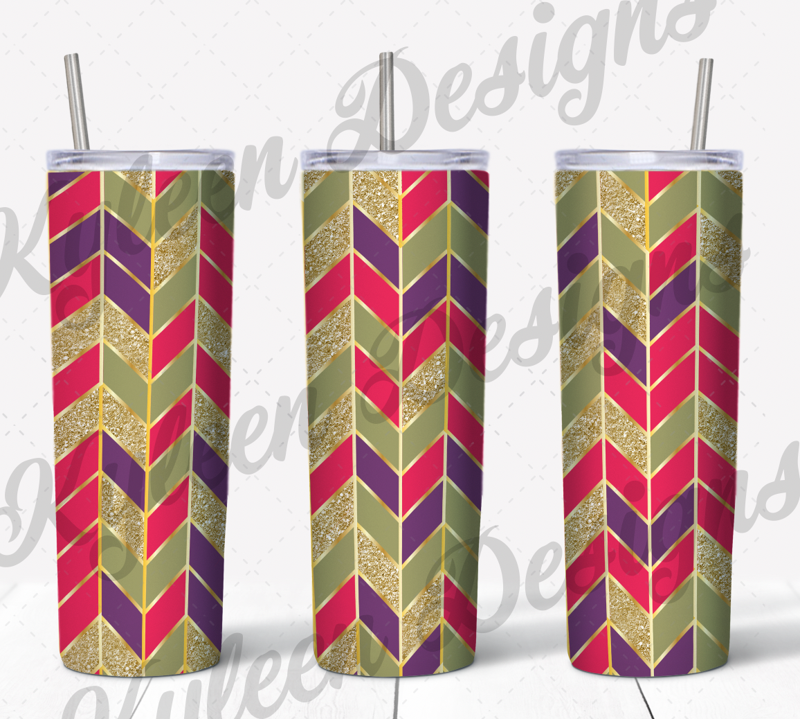 Seamless Red, Pink and Olive glitter chevron tangram geometric wrap for sublimation, waterslide High res PNG digital file