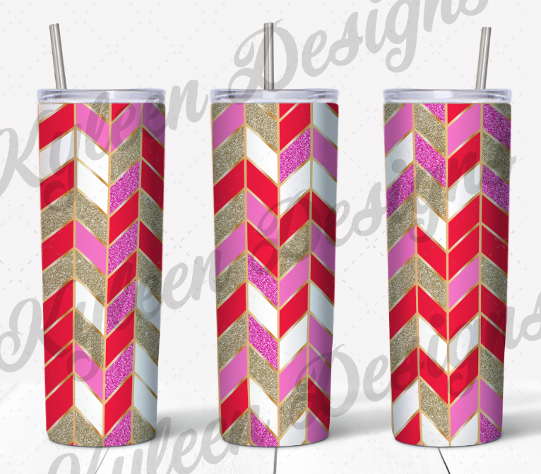 Seamless Red and Pink glitter chevron tangram geometric wrap for sublimation, waterslide High res PNG digital file