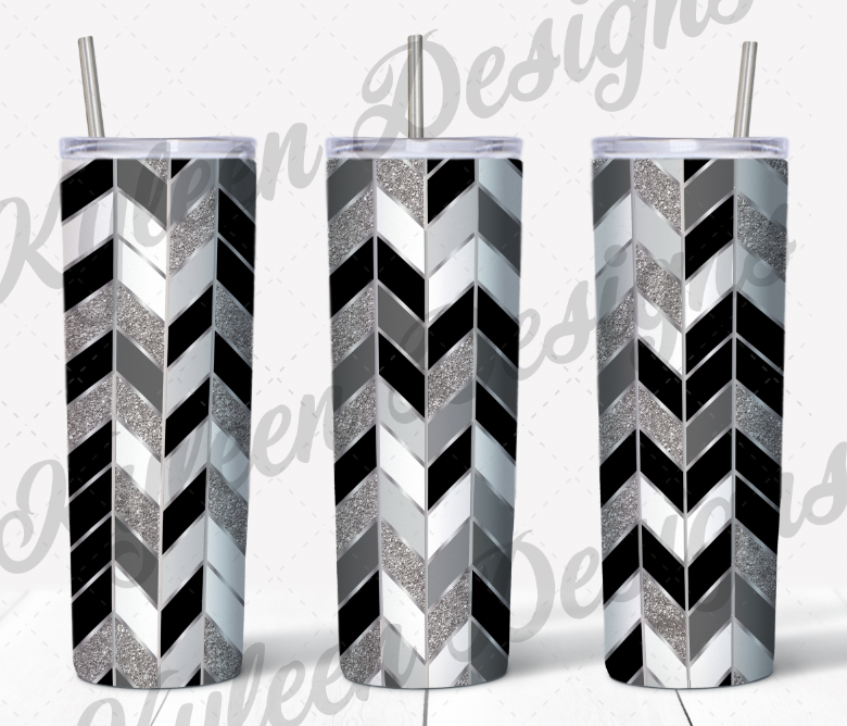 Seamless Black/ Grey glitter chevron tangram geometric wrap for sublimation, waterslide High res PNG digital file