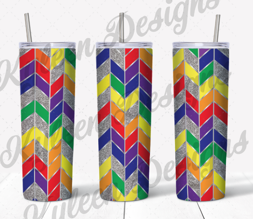 Seamless Rainbow Pride glitter chevron tangram geometric wrap for sublimation, waterslide High res PNG digital file