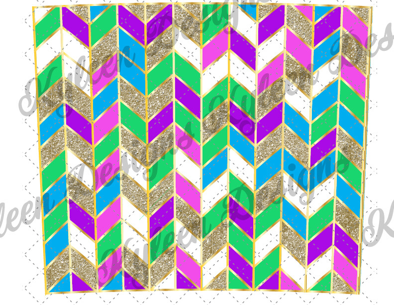 Seamless Colorful glitter chevron tangram geometric wrap for sublimation, waterslide High res PNG digital file