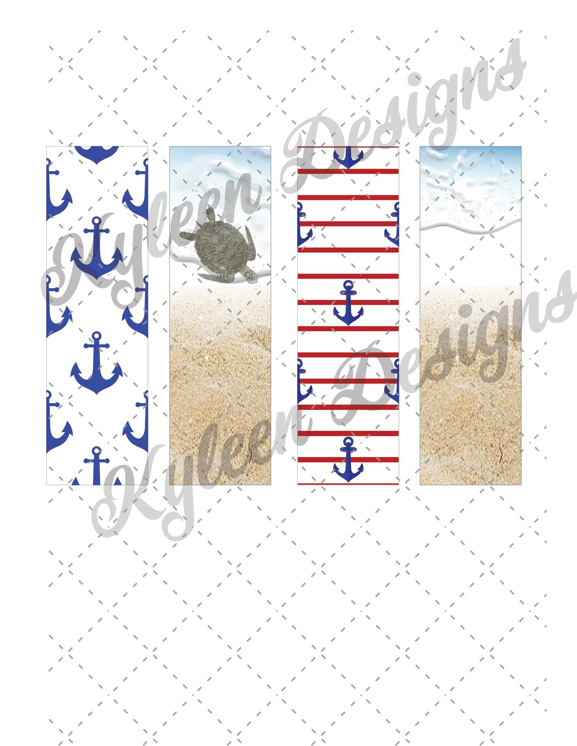 Nautical glitter Pen Wrappers™  for waterslide High Res PNG file