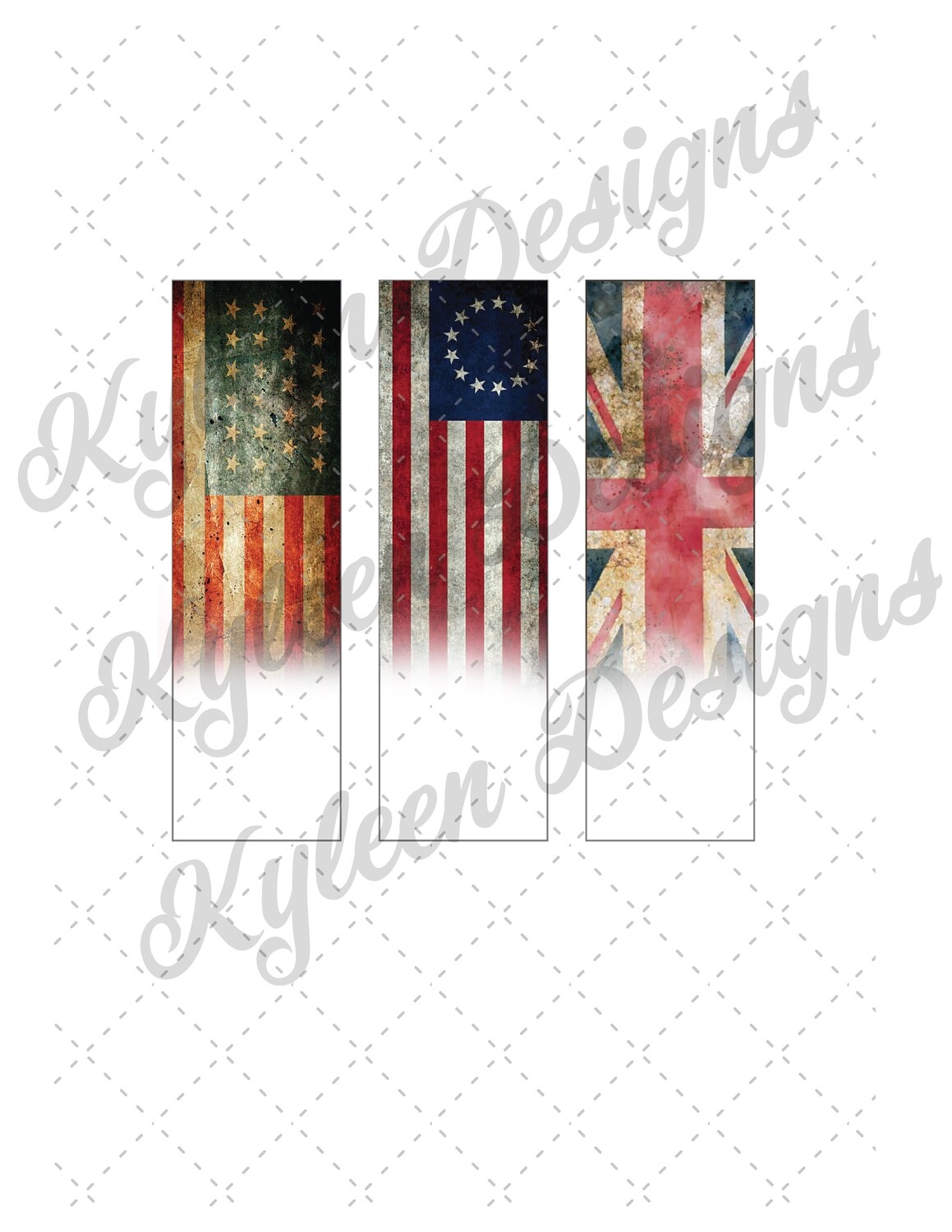 Vintage flags glitter Pen Wrappers™  for waterslide High Res PNG file