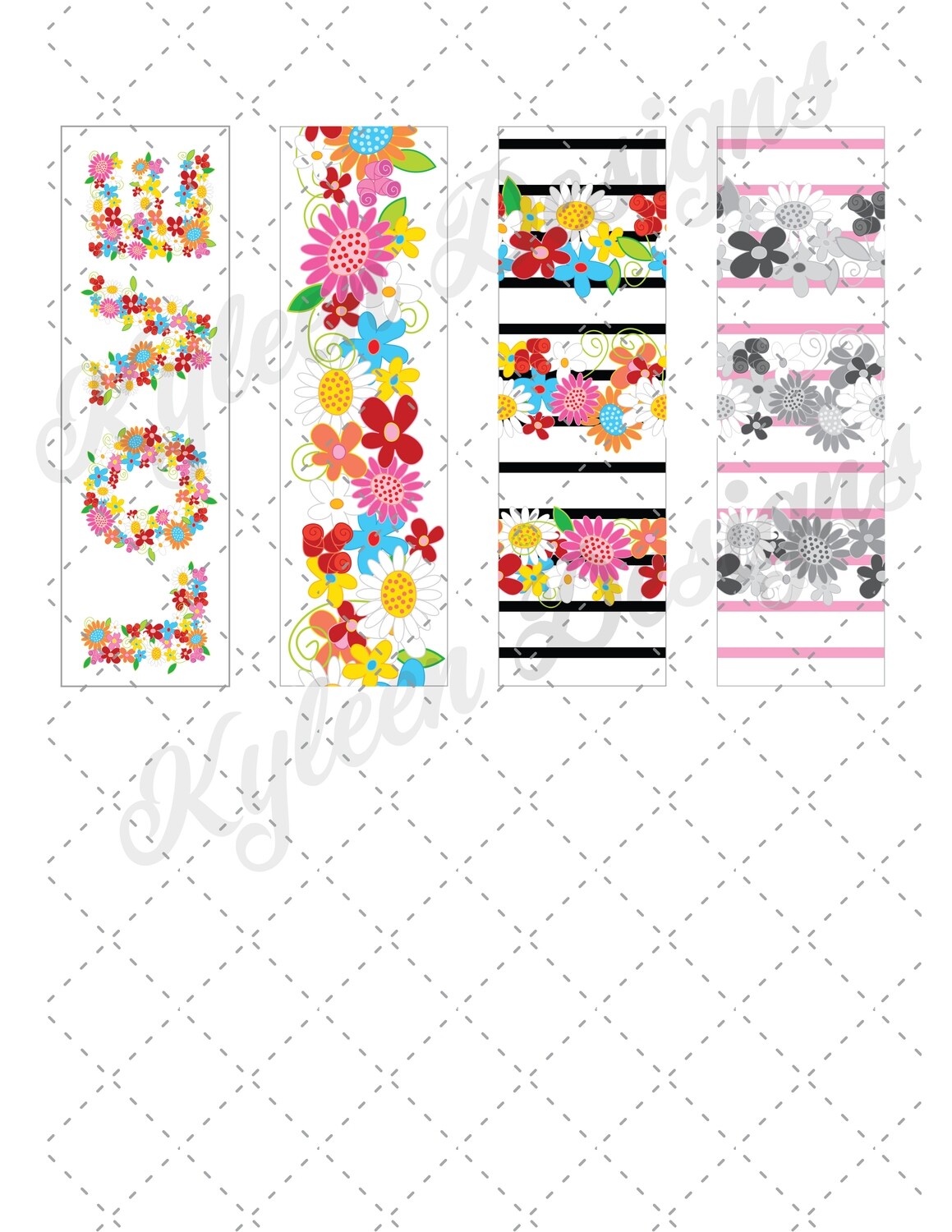 Floral Pen Wrappers™  for waterslide High Res PNG file
