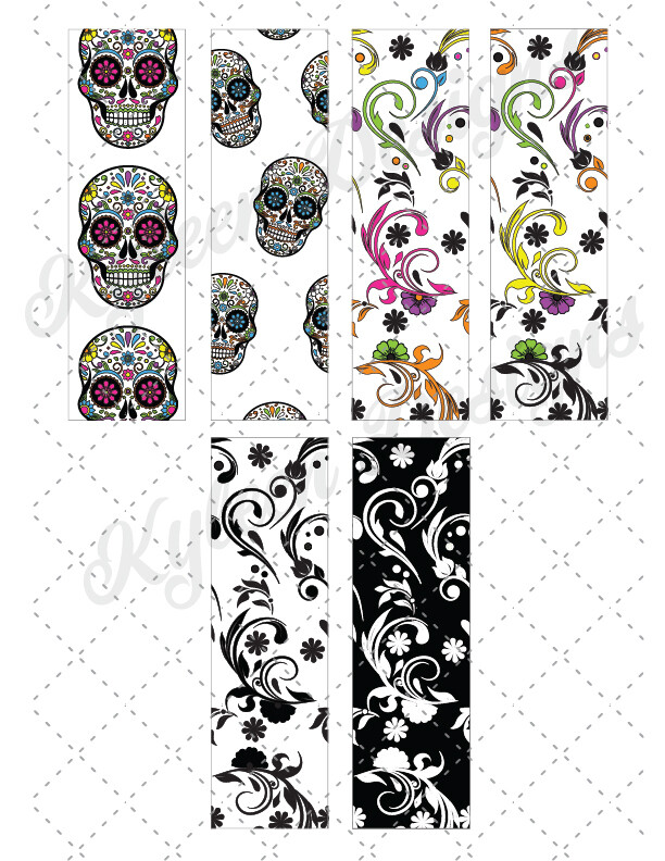 Sugar Skull Pen Wrappers™  for waterslide High Res PNG file