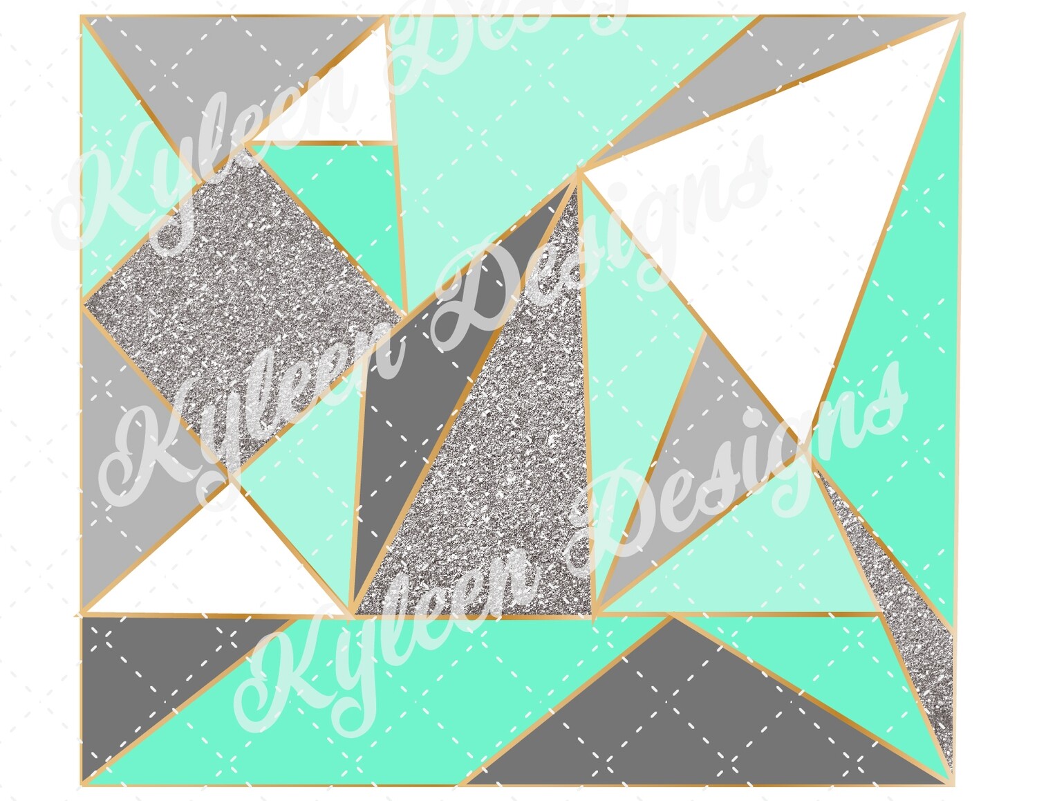 20 ounce straight teal and grey true tangram wrap for sublimation, waterslide High res PNG digital file