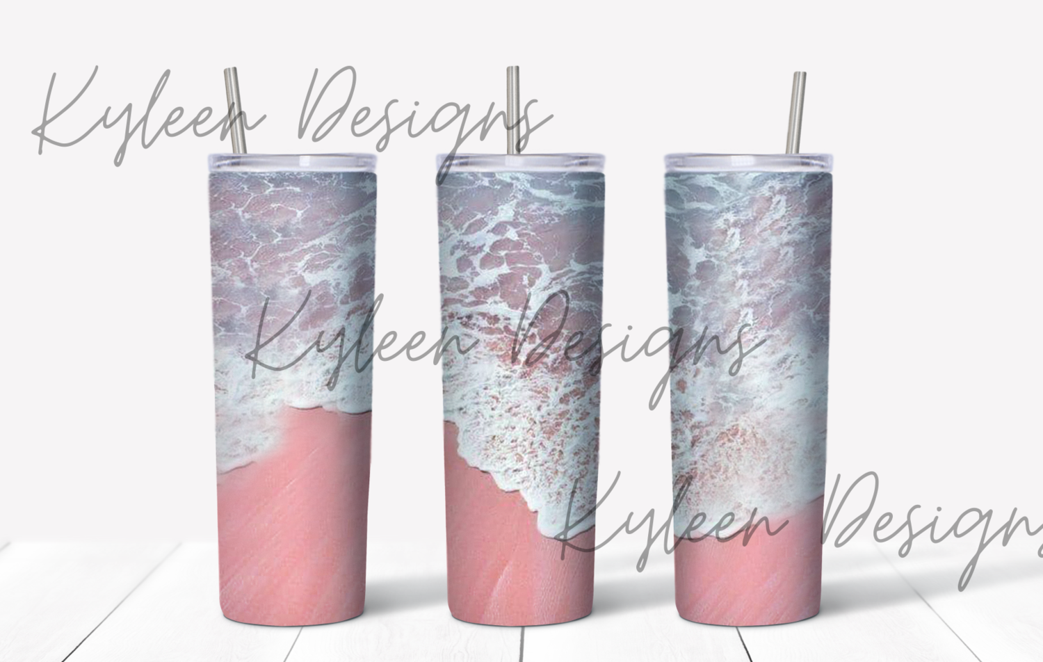 20 ounce straight pink sands seamless wrap for sublimation, waterslide High res PNG digital file