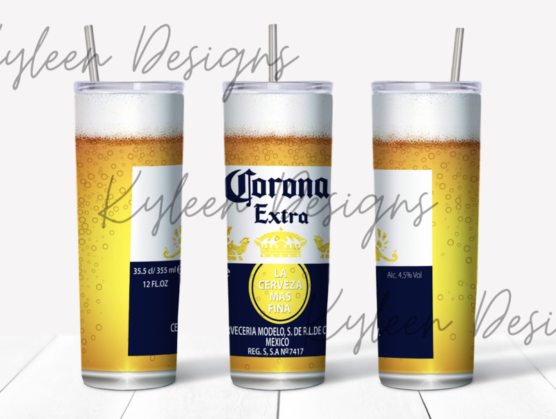 20 ounce straight Corona beer wrap for sublimation, waterslide High res PNG digital file