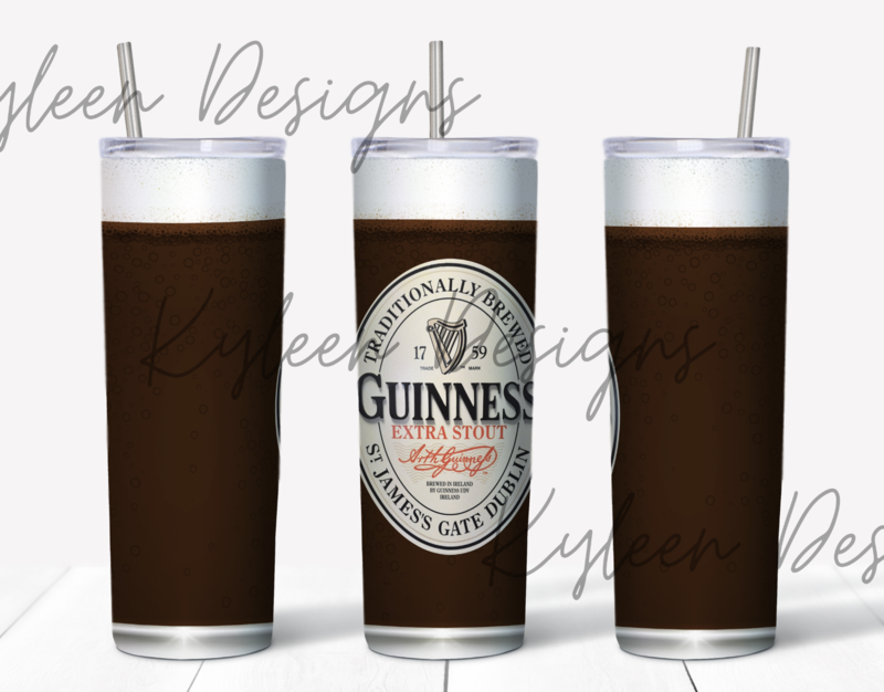 20 ounce straight Guinness beer wrap for sublimation, waterslide High res PNG digital file