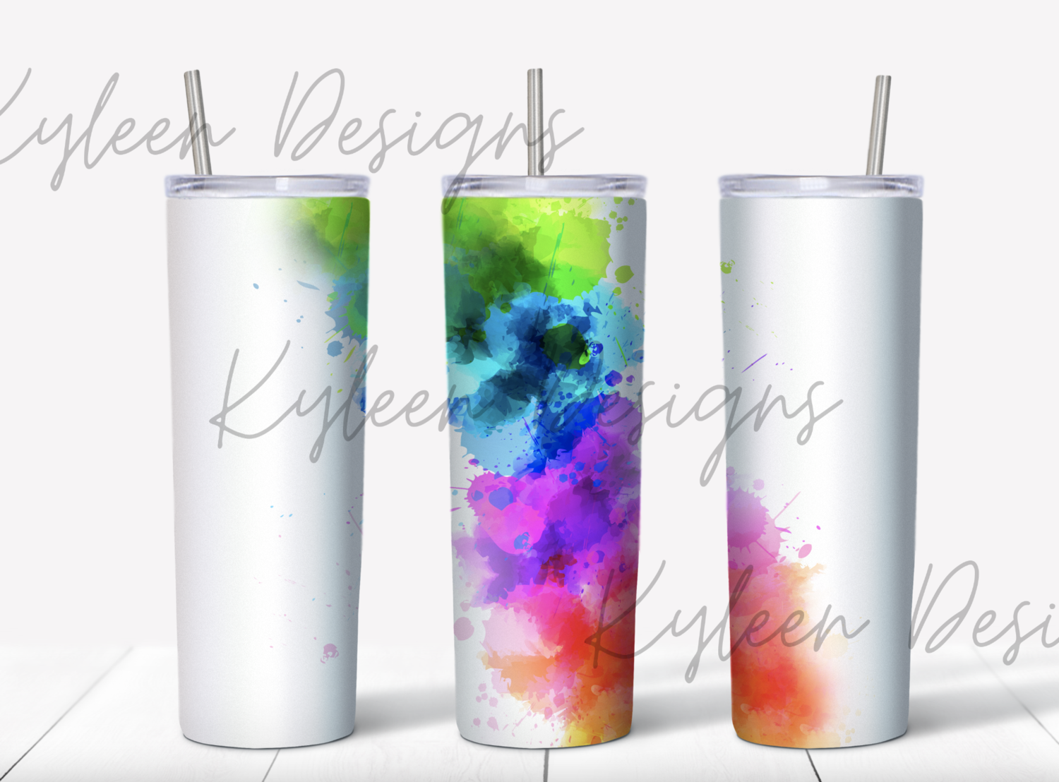 20 ounce straight paint splash wrap for sublimation, waterslide High res PNG digital file