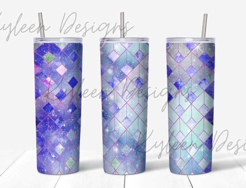 20 ounce galaxy geo blue wrap for sublimation, waterslide High res PNG digital file