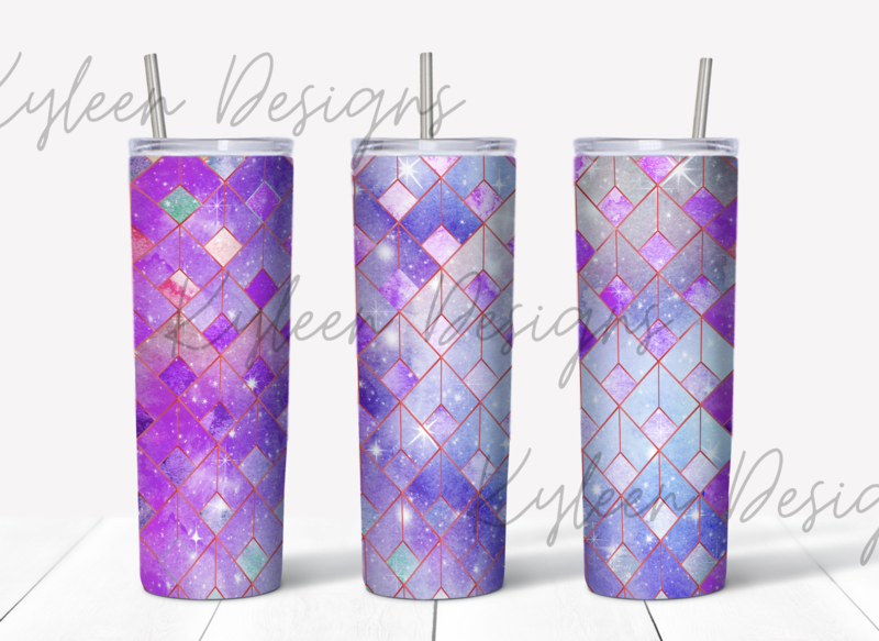 20 ounce galaxy geo purple wrap for sublimation, waterslide High res PNG digital file