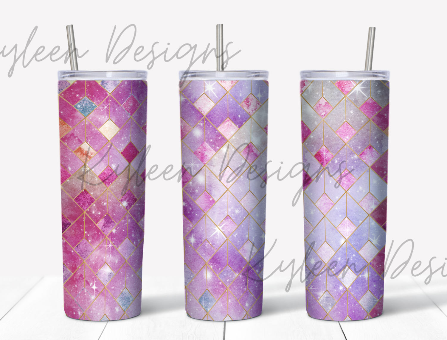 20 ounce galaxy geo pink wrap for sublimation, waterslide High res PNG digital file