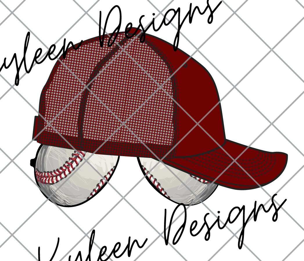 Baseball boy side hat- 300 dpi PNG high res digital file.