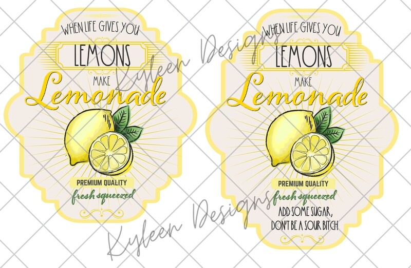 Lemonade & Vodka Label PNG DIGITAL FILE- high res 300 dpi