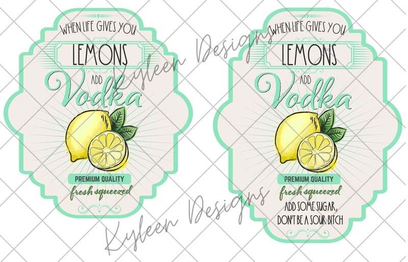 Lemonade & Vodka Label PNG DIGITAL FILE- high res 300 dpi