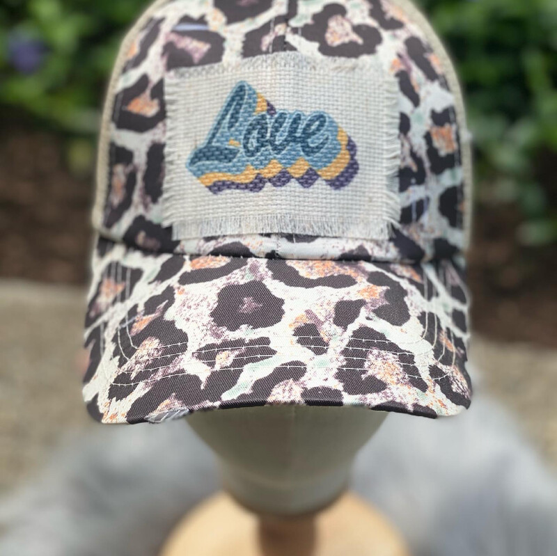 Hat with Frayed Fabric Patch