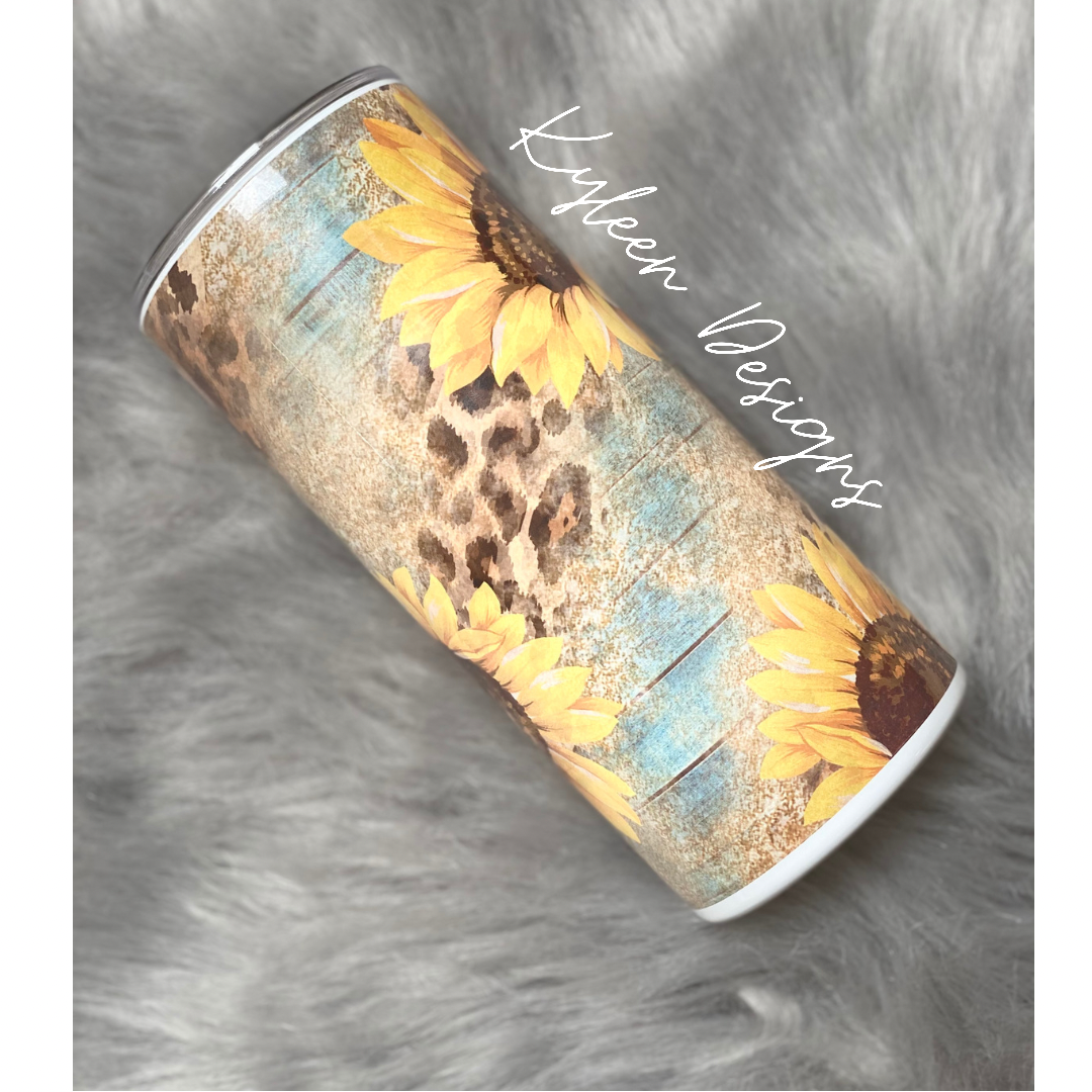 Sunflowers And Leopard 15 Ounce Tumbler
