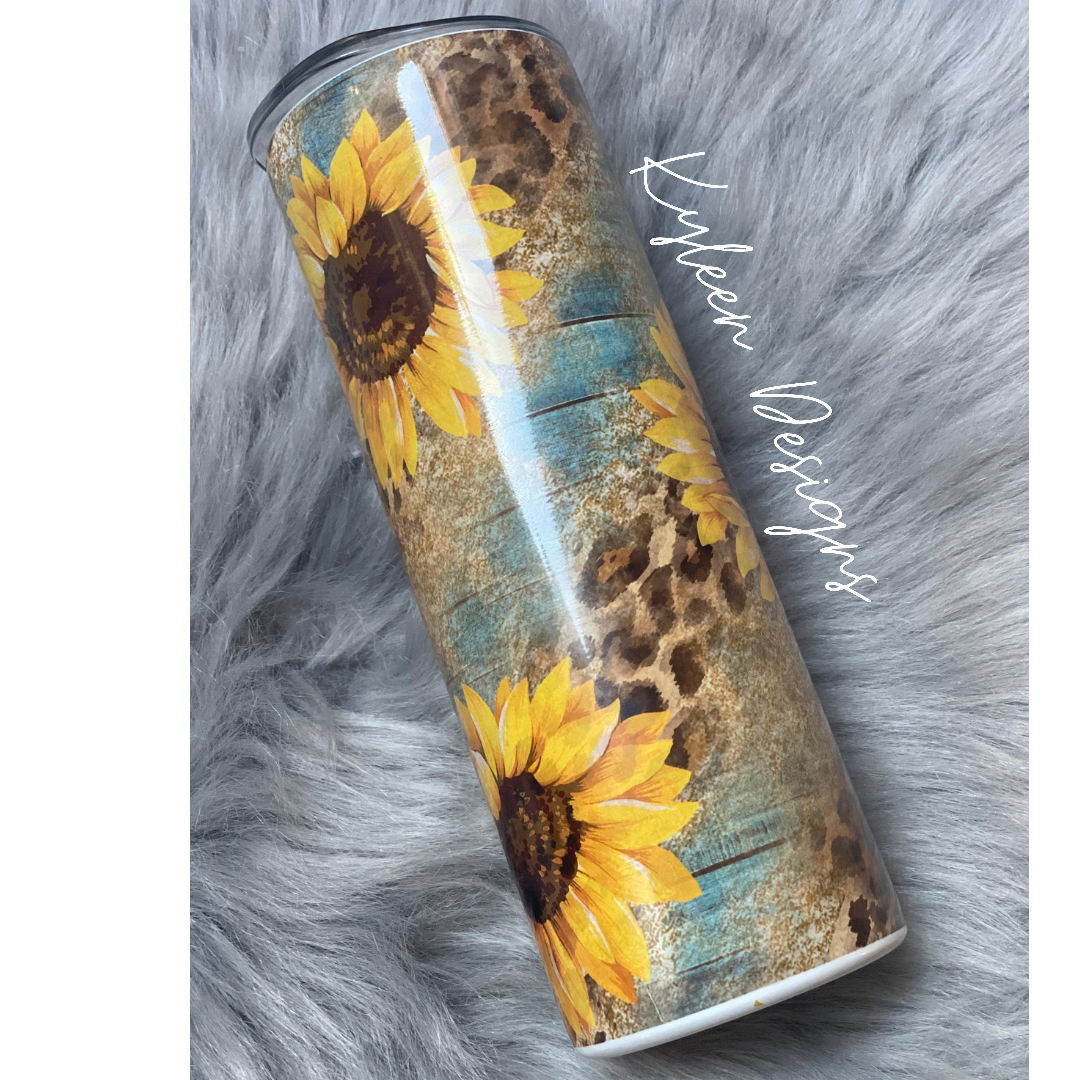 Sunflower And Leopard 20 Ounce Tumbler