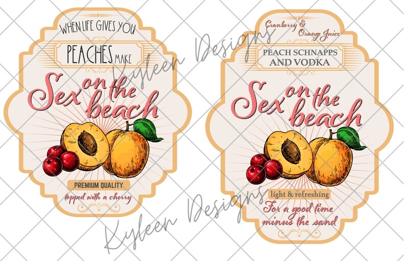 Sex on the Beach Label PNG DIGITAL FILES- high res 300 dpi