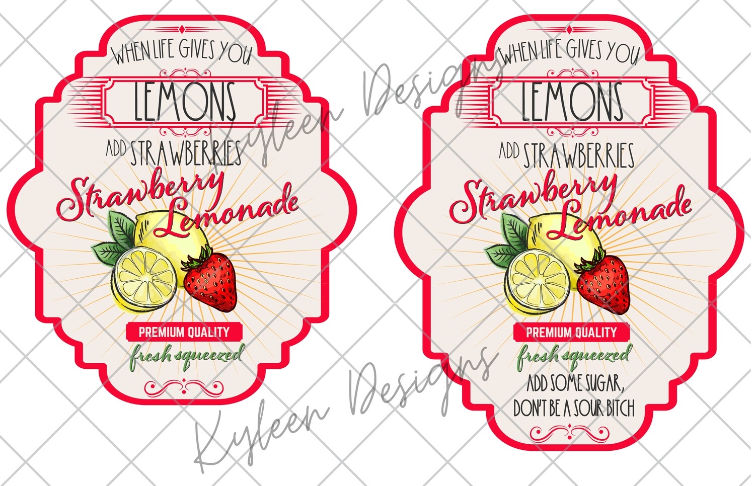 Download Lemonade Strawberries Label Png Digital File High Res 300 Dpi