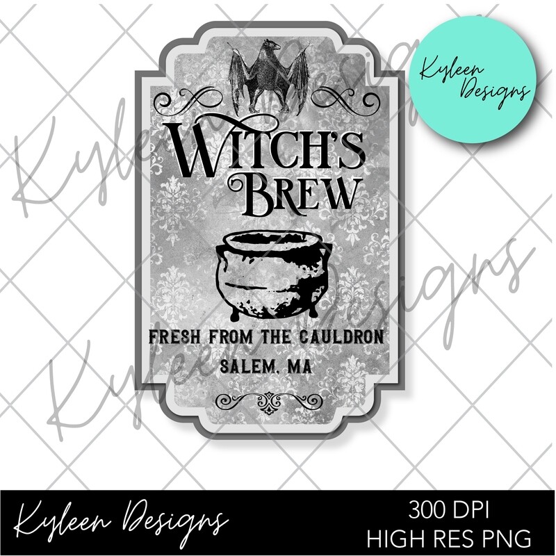 Witches Brew Label PNG DIGITAL FILES- high res 300 dpi