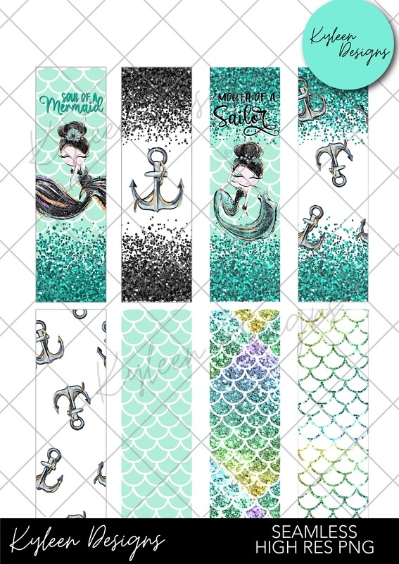 Seamless Mermaid Pen Wrappers™  for waterslide High Res PNG file