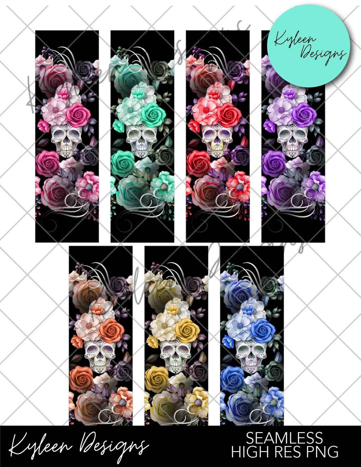 Seamless rose skull Pen Wrappers™  for waterslide High Res PNG file
