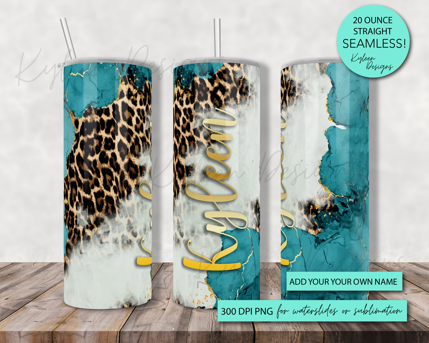 20 ounce marble leopard print wrap for sublimation, waterslide High res PNG digital file