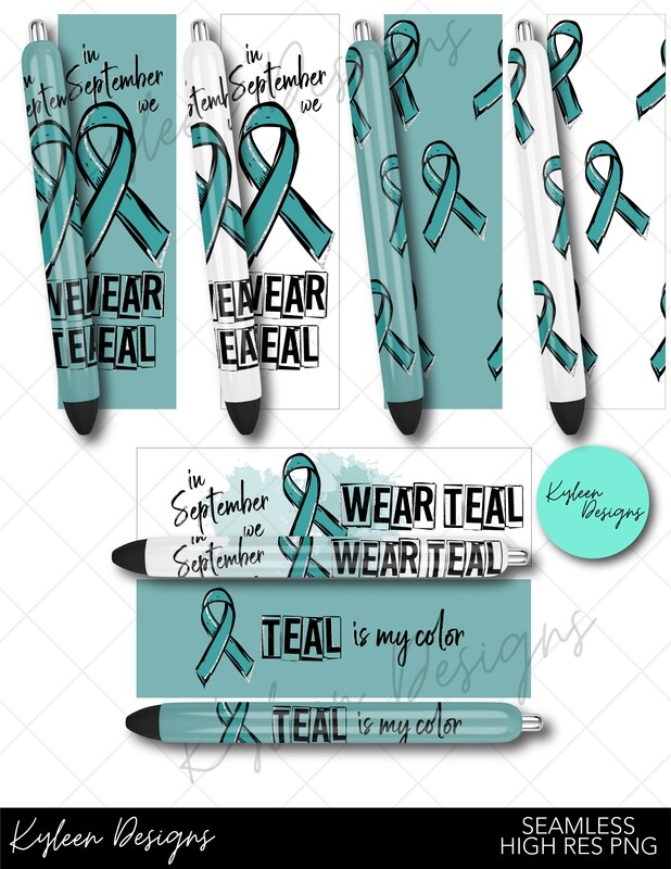 Seamless Ovarian Cancer Awareness Pen Wrappers™  for waterslide High Res PNG file