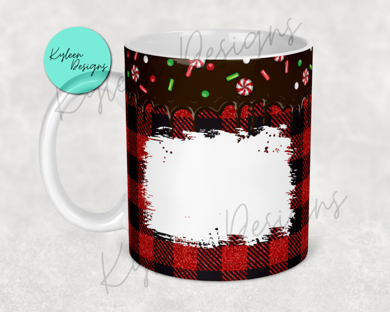 11 ounce Seamless Christmas mug add your own text High res PNG digital file