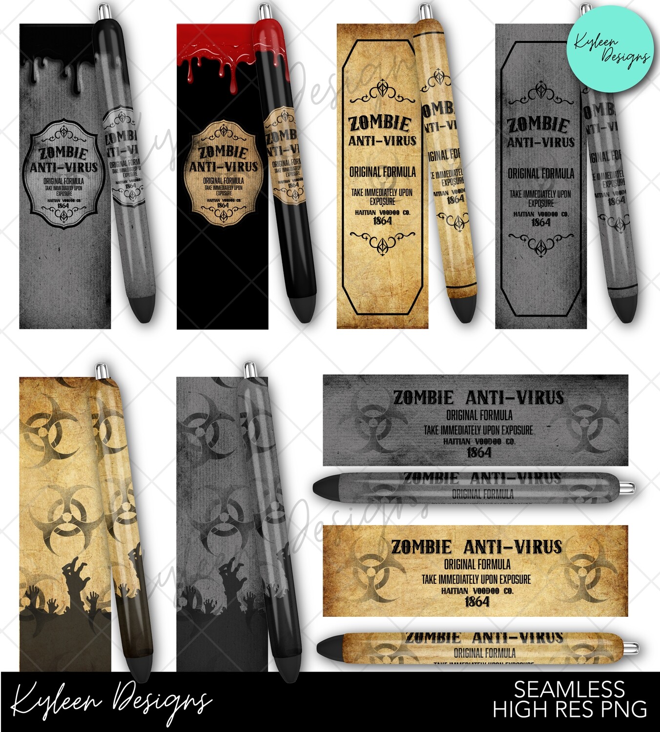 Seamless Zombie Pen Wrappers™  for waterslide High Res PNG file